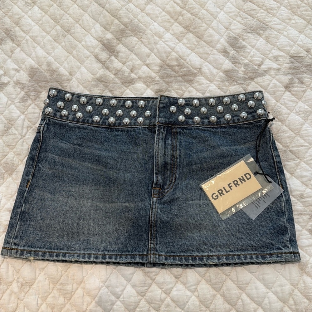 GRLFRND Studded Low Rise Mini Skirt